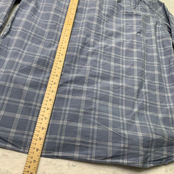 Authentic Fossil Mens 54 XL Blue White Plaid Long Sleeve Button Down Shirt - Picture 7 of 7